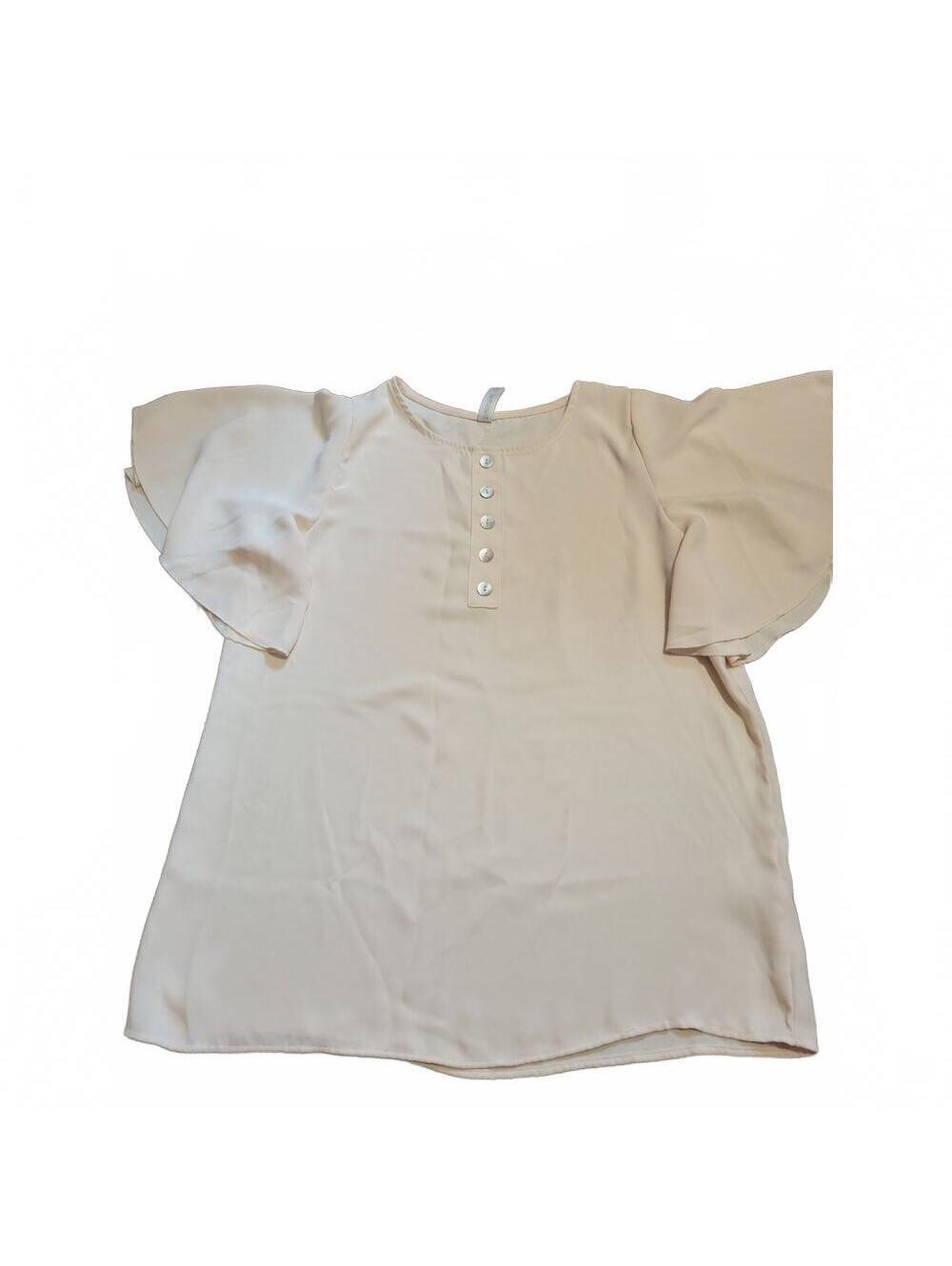Zenana Premium cream oversized Flutter sleeve button blouse Size S